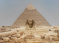 Cheops Pyramid and sphinx